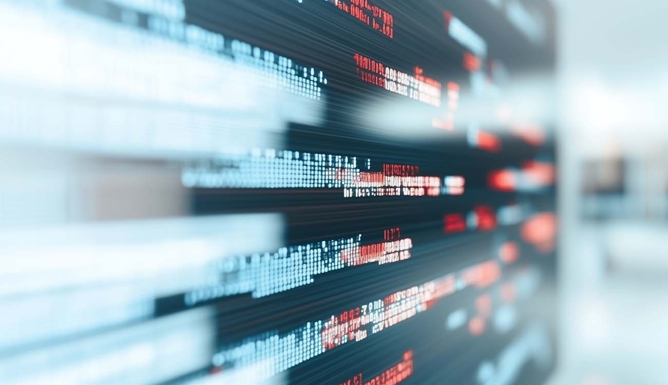 Dynamiczne dane cyfrowe i rozmazane linie kodu symbolizujące działanie algorytmów sztucznej inteligencji generującej grafikę komputerową, podkreślają wpływ AI na przyszłość pracy grafika. Grafika odnosi się do tematyki podejmowanej przez Weronikę Wolską w ramach Kursu Projektowania Graficznego w Akademii Projektowania, gdzie omawiane są wyzwania, jakie niesie zastosowanie sztucznej inteligencji, automatyzacja, generatory obrazów AI Art i narzędzia takie jak Canva w pracy grafika komputerowego. Obraz ukazuje transformację narzędzi pracy grafika i ewolucję zawodu artysty grafika w erze cyfrowej.
