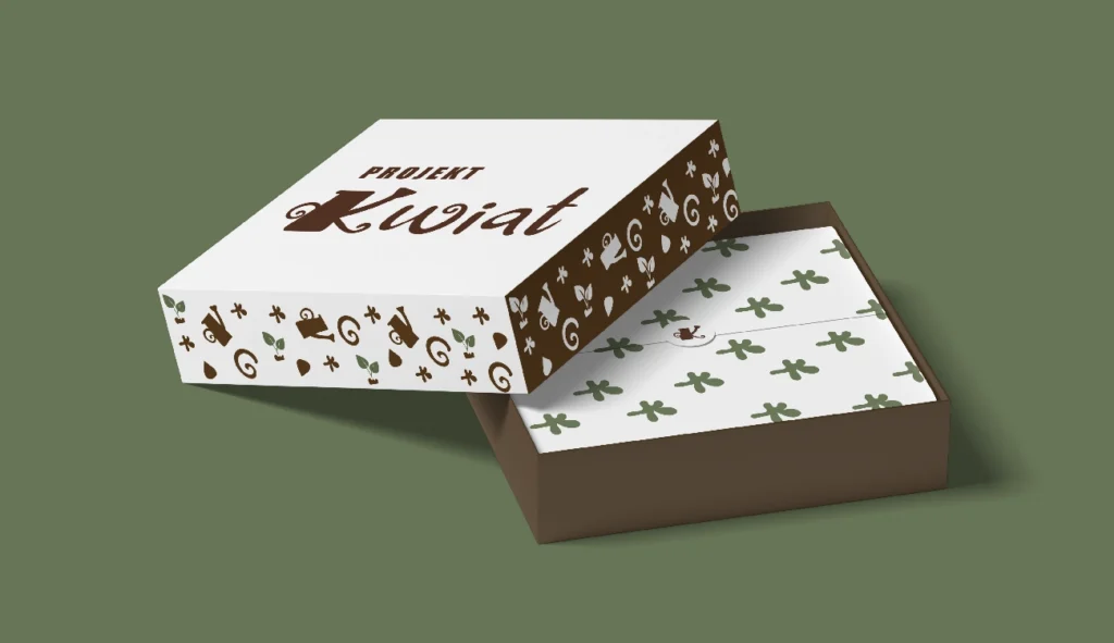 Projekt opakowania „Projekt Kwiat” wykonany przez Dorotę Kozioł, absolwentkę Kursu Projektowania Graficznego w Akademii Projektowania prowadzonej przez Weronikę Wolską – przykład pracy graficznej z obszaru projektowania graficznego, designu i grafiki komputerowej, rozwijającej umiejętności freelancera i grafika w branży kreatywnej.